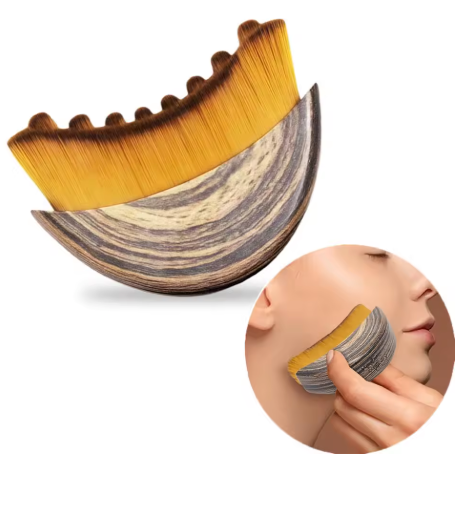 Lymphatic sculpting brush used along the jawline